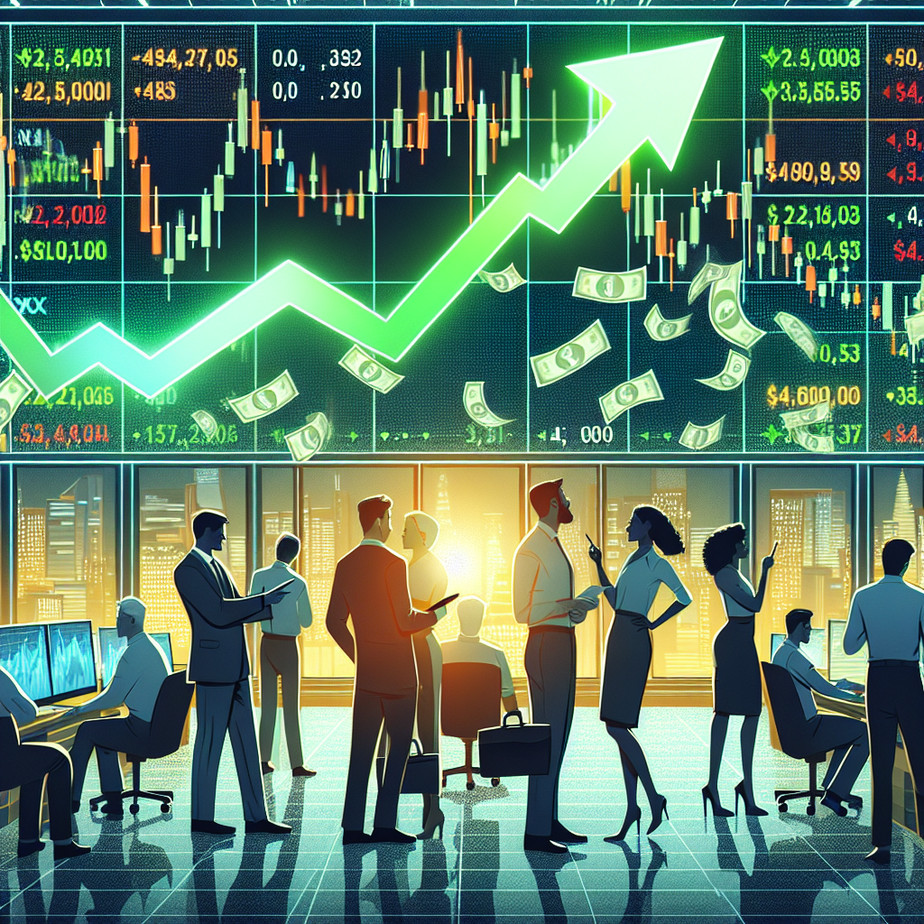 Stock market investment scene with bullish trends