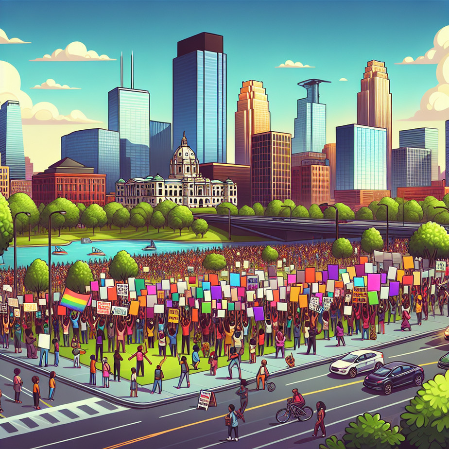 Vibrant protest posters in Minneapolis.